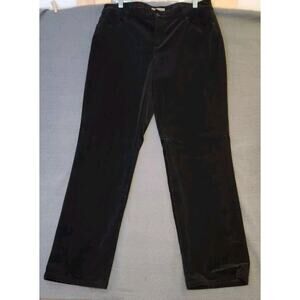 Chico's Corduroy‎ Pants Womens Sz 2 US L Black Straight Leg Stretch Fine Wale